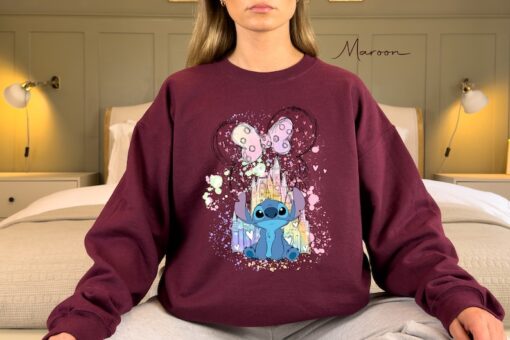 Stitch Watercolor Castle Hoodie, Disney Sweatshirt