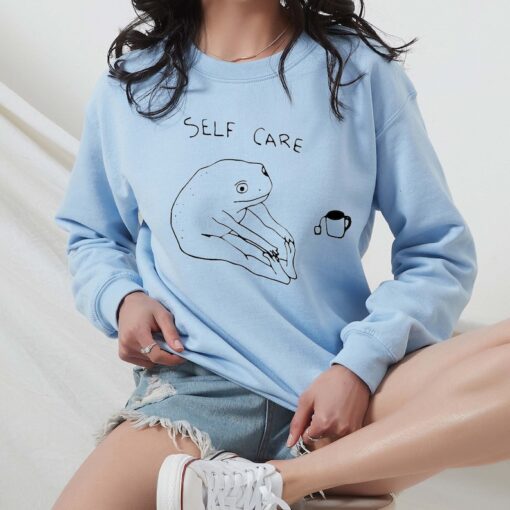 Funny Frog Self Care Sweatshirt Funny Frog Self Care Retro Hoodie