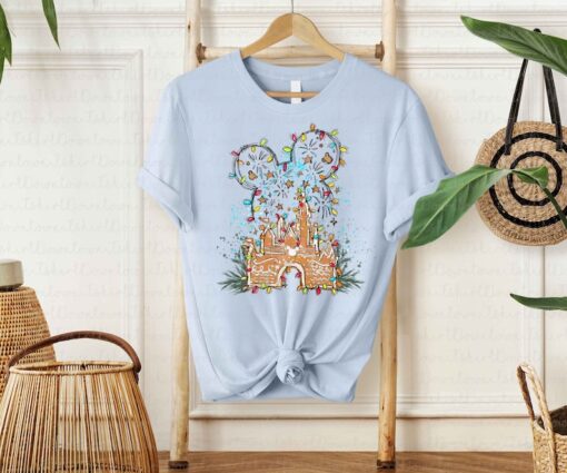 Disney Mickey Gingerbread Castle Shirt, Christmas lights Castle Shirt