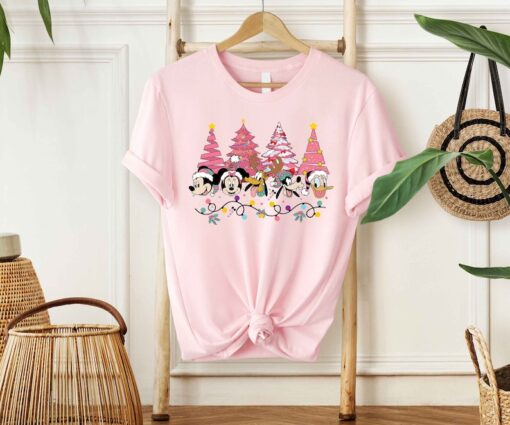 Vintage Mickey And Friends Pink Christmas Tree Shirt