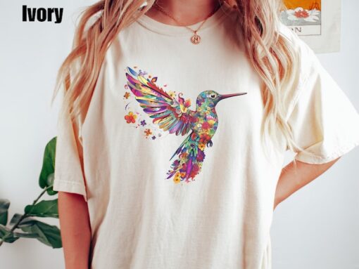 Floral Hummingbird Shirt | Animal Lover Tee | Bird T Shirts