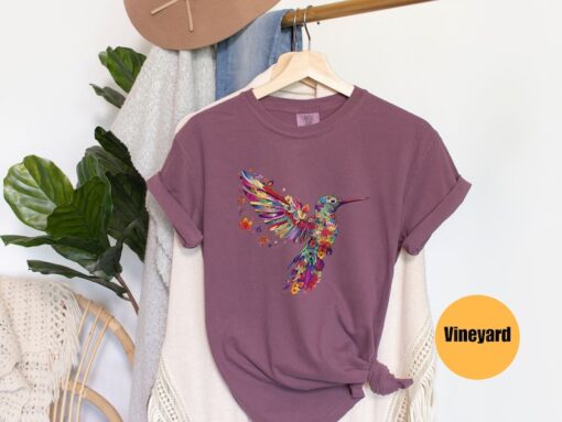 Floral Hummingbird Shirt | Animal Lover Tee | Bird T Shirts