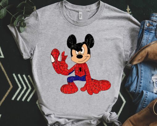 Funny Disney Mickey Mouse Custom Marvel Spider Man Retro Shirt