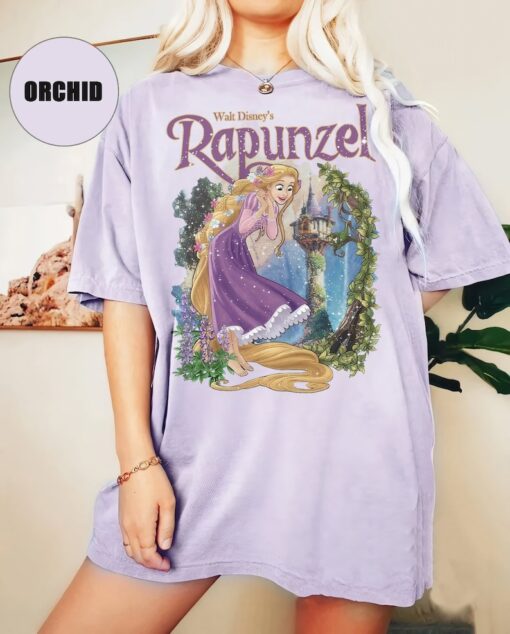 Retro Rapunzel Tangled Comfort Colors Shirt, Floral Rapunzel Shirt