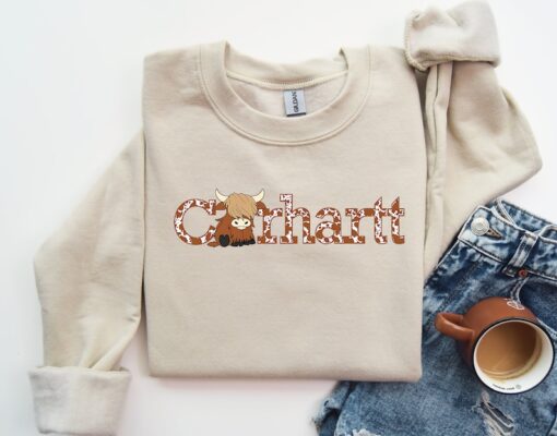 Highland Cow Sweatshirt, Carhartt Sweatshirt, Cute Cow Hoodie