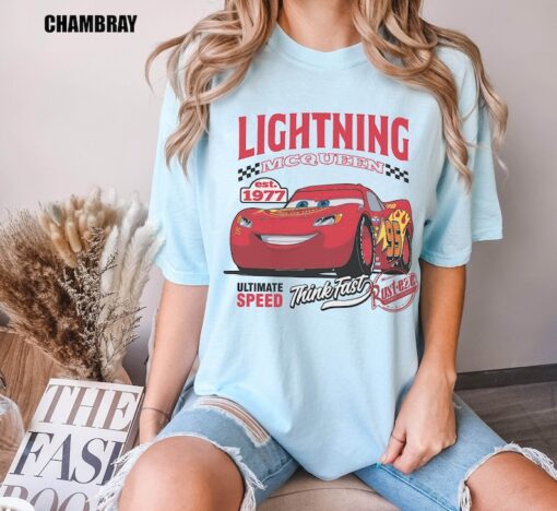 Retro Lightning McQueen Comfort Color Shirt, Pixar Cars Movie Shirt