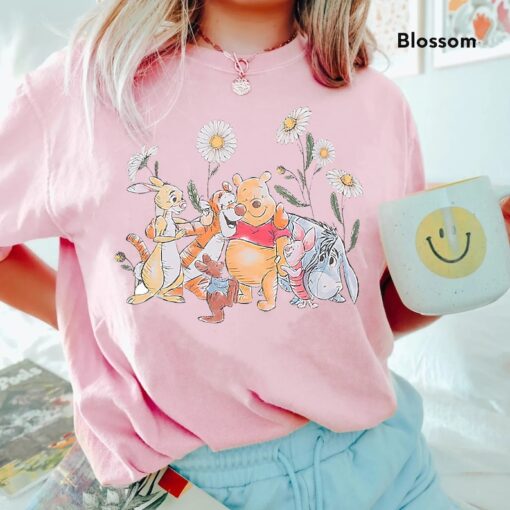 Disney Winnie The Pooh Comfort Colors Shirt, Floral Pooh Shirt