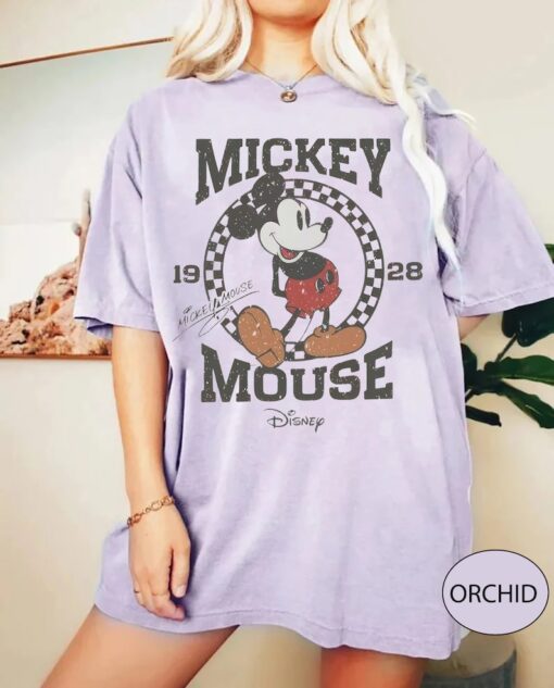 Comfort Color Vintage Mickey Mouse Shirt, Retro Mickey Checkered Shirt