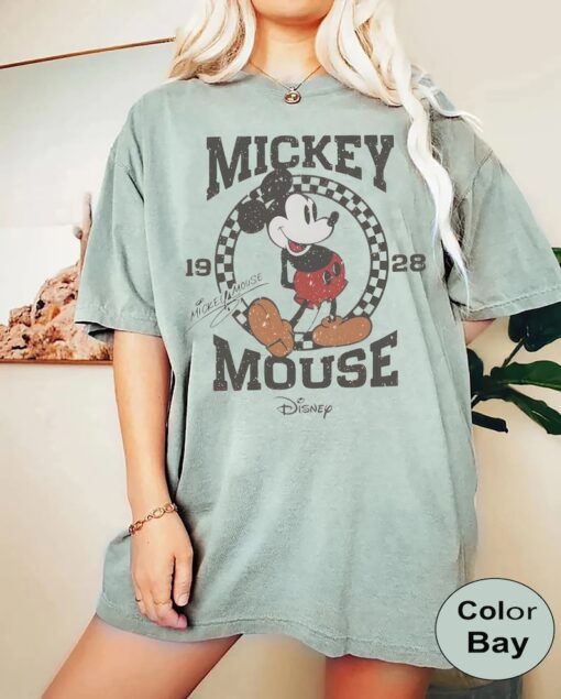 Comfort Color Vintage Mickey Mouse Shirt, Retro Mickey Checkered Shirt