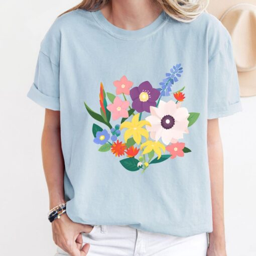 Comfort Colors® Flower Bouquet Shirt, Watercolor Wildflower Shirt