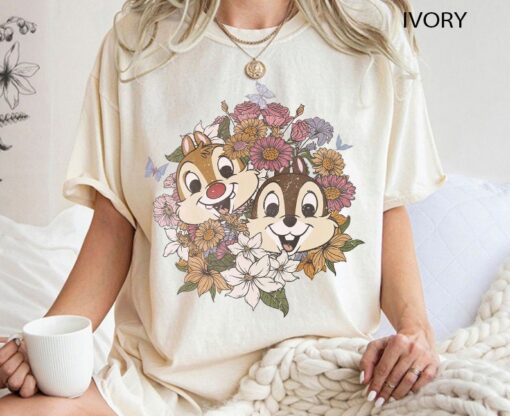Vintage Chip and Dale Shirt, Disney Floral Chip And Dale Shirt