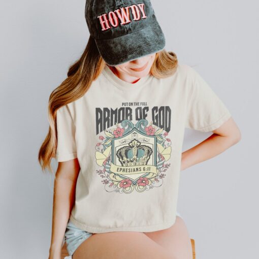 Boho Christian Shirts Armor of God Cotton Shirt Christian TShirts