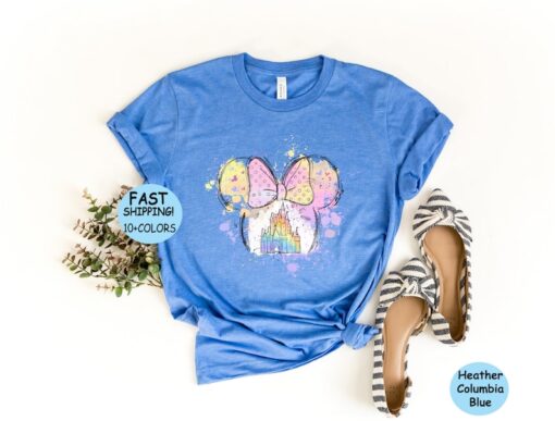 Disney Watercolor Castle Shirt, Disney Minnie Ears Castle Sweatshirt