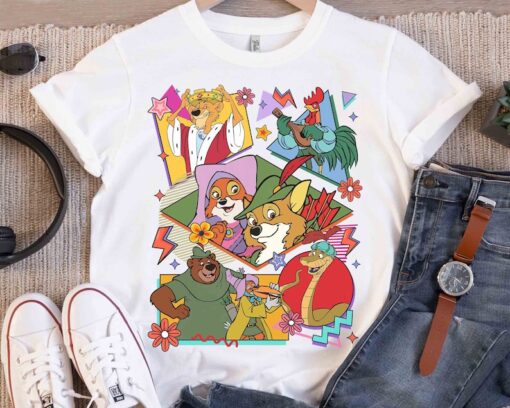 Vintage Robin Hood Characters Group Retro 90s T-shirt