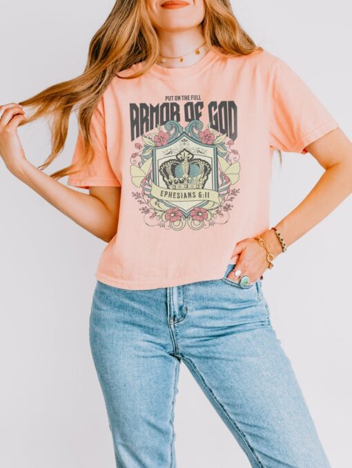 Boho Christian Shirts Armor of God Cotton Shirt Christian TShirts