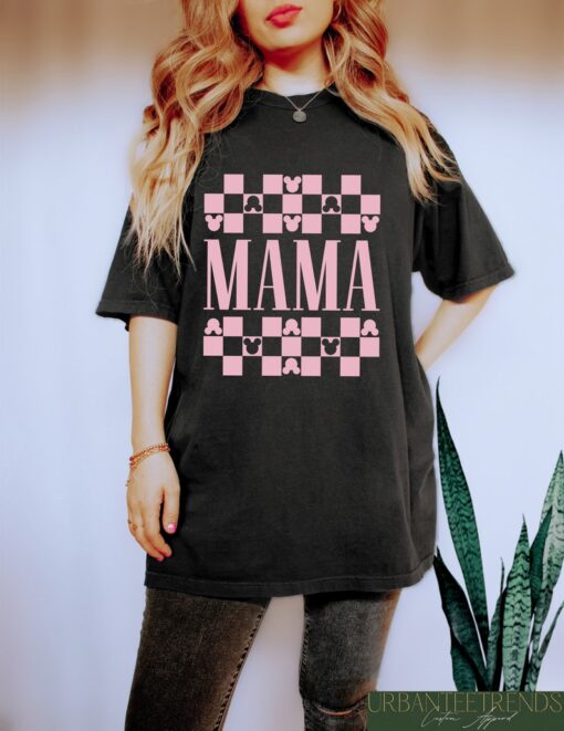 Checkered Disney Mama Shirt, Personalized Disney Mom Gift