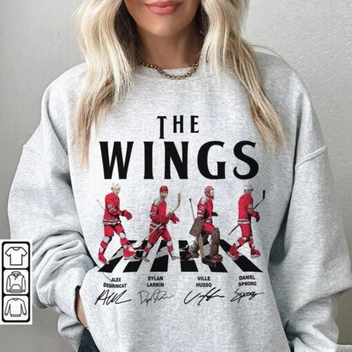 Wings Walking Abbey Road Signatures Ice Hockey Shirt, Alex DeBrincat