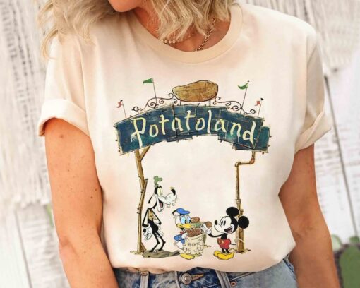 Vintage Mickey Goofy Donald Welcome To Potatoland T-shirt