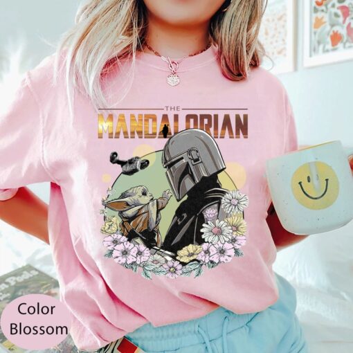 Comfort Color The Mandalorian Floral Shirt, Mandalorian Grogu Shirt