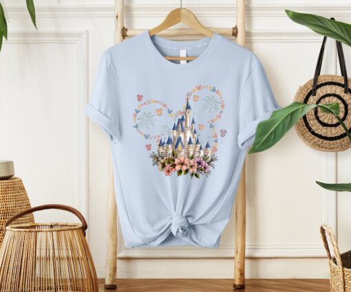 Cute Mickey Ears Shirt, Disney Castle Flowers Shirt