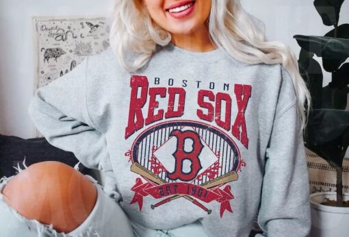 Boston Baseball Sweatshirt/Vintage Style Boston Baseball Crewneck