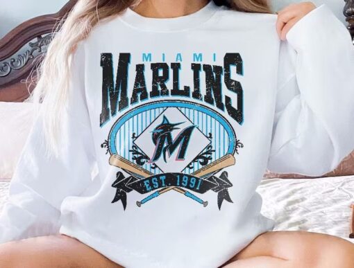 Miami Baseball Sweatshirt...Vintage Style Miami Baseball Crewneck