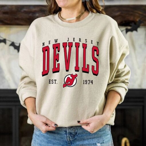 Vintage Style New Jersey Sweatshirt, New Jersey Devils Crewneck