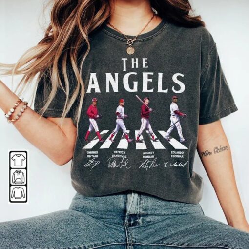 Angels Walking Abbey Road Signatures Baseball Shirt, Shohei Ohtani