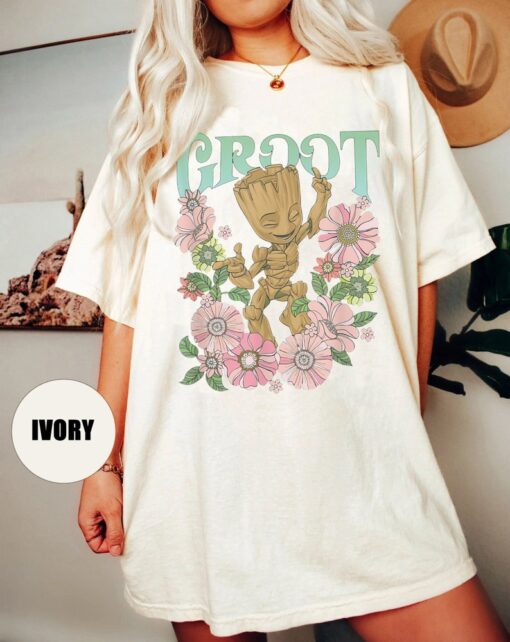 Baby Groot Comfort Colors Shirt, Floral Groot shirt, I am Groot shirt