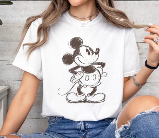 Disney Mickey And Friends Mickey Mouse Sketch Portrait Unisex Tee