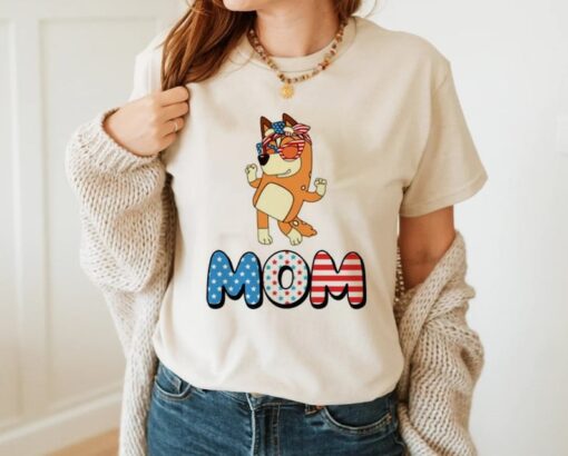 Bluey Mom Ameican Flag Happy Mothers Day Unisex Tshirt