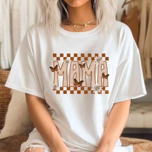 Comfort Colors® Checkered Butterfly Mama Shirt, Mothers Day Gift