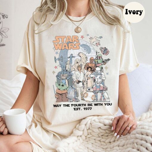Vintage Disney Star Wars May the Fouth be with you Est 1977 Shirt