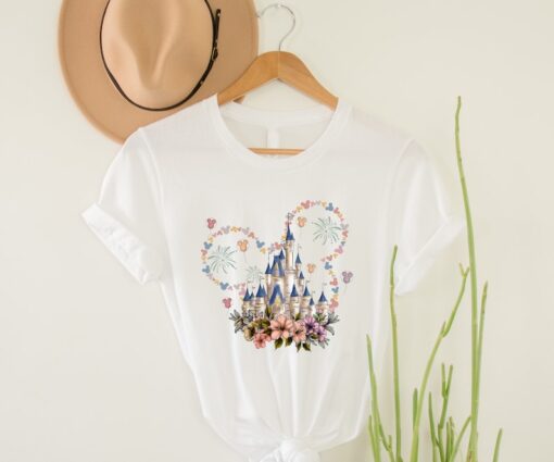 Cute Mickey Ears Shirt, Disney Castle Flowers Shirt