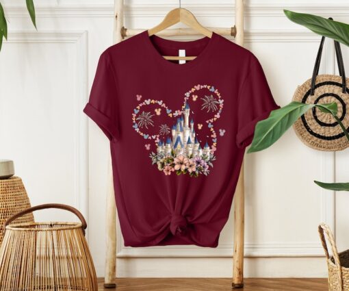 Cute Mickey Ears Shirt, Disney Castle Flowers Shirt