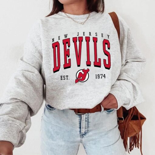 Vintage Style New Jersey Sweatshirt, New Jersey Devils Crewneck