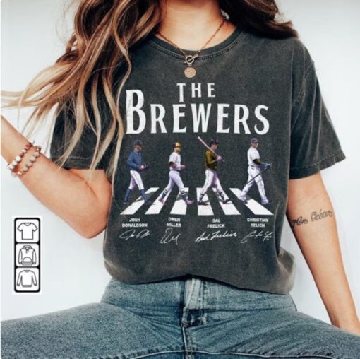 Brewers Walking Abbey Road Signatures Baseball Shirt, Luis Arráez