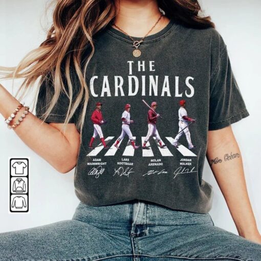 Cardinals Walking Abbey Road Signatures Baseball Shirt