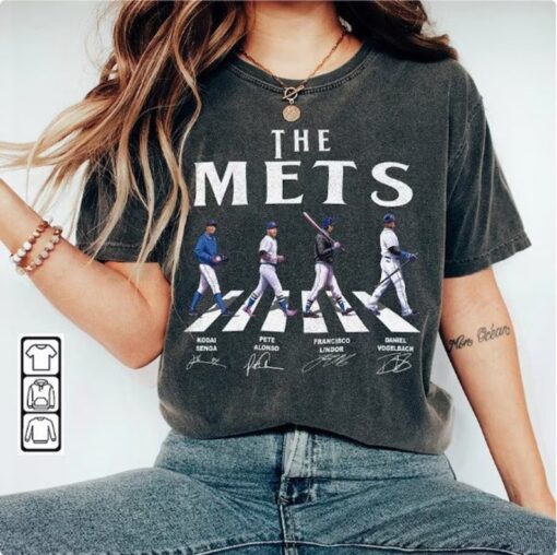 Mets Walking Abbey Road Signatures Baseball Shirt, Pete Alonso