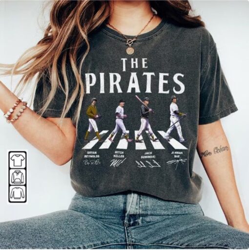 Pirates Walking Abbey Road Signatures Baseball Shirt, Bryan Reynolds