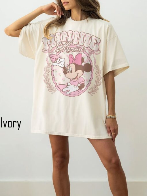 Vintage Minnie Mouse Pink Tea Shirt, Minnie est 1928 Shirt
