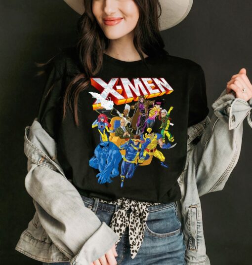 Marvel X-Men Vintage Group Shot Logo T-Shirt, Marvel Superhero Shirt