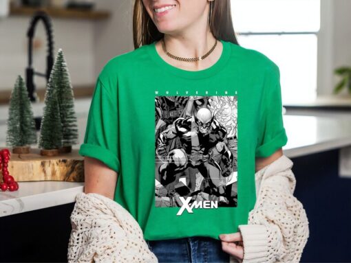 Marvel X-Men Wolverine Black & White Comic Panel T-Shirt