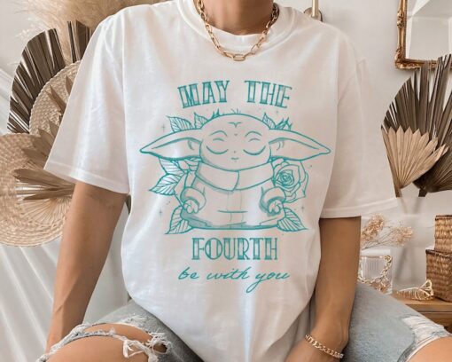 Star Wars May The Fourth Be With You Grogu Line Art T-Shirt