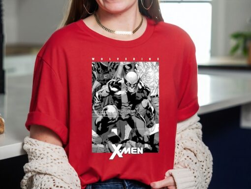 Marvel X-Men Wolverine Black & White Comic Panel T-Shirt
