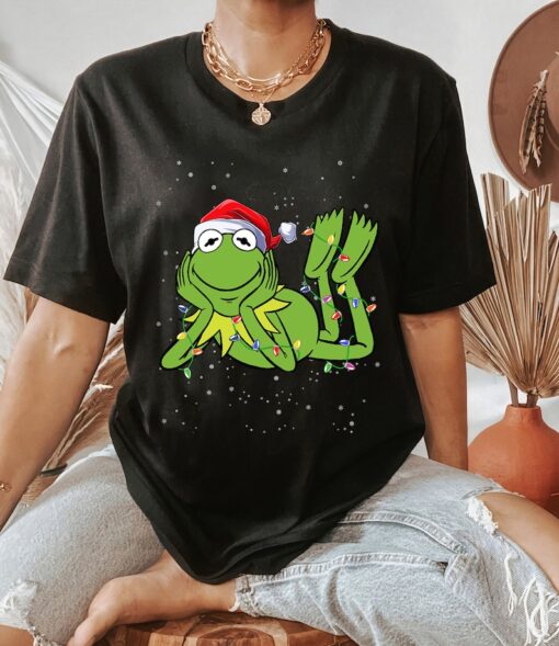Disney Muppets Holiday The Kermit Frog Christmas Lights T-Shirt
