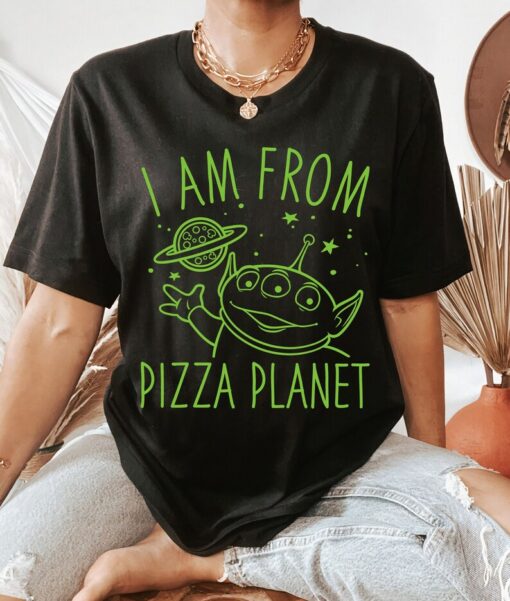 Disney Pixar Toy Story Neon Green Alien Pizza Planet T-Shirt