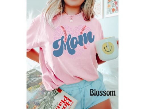 Comfort Colors® Baseball Mom Shirt, Pink Leopard Print Shirt