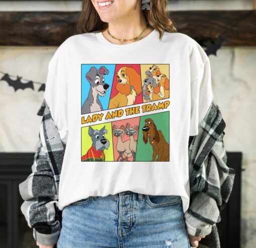 Disney Lady and The Tramp Retro 90s Group Characters T-Shirt, Jock