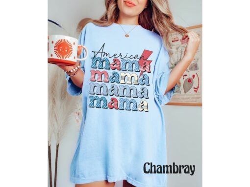 Comfort Colors® American Mama Shirt, Retro 4th Of July Shirt